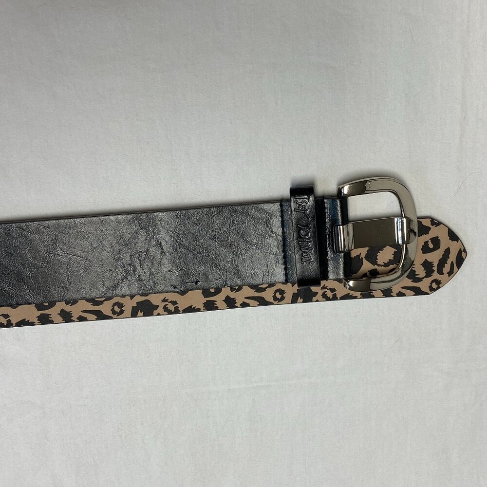 Betsey Johnson Black Wide Faux Leather Stretch Elastic Back Belt Silver Buckle - Picture 7 of 8